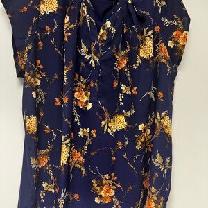 Papermoon Navy Blouse with Floral Accents